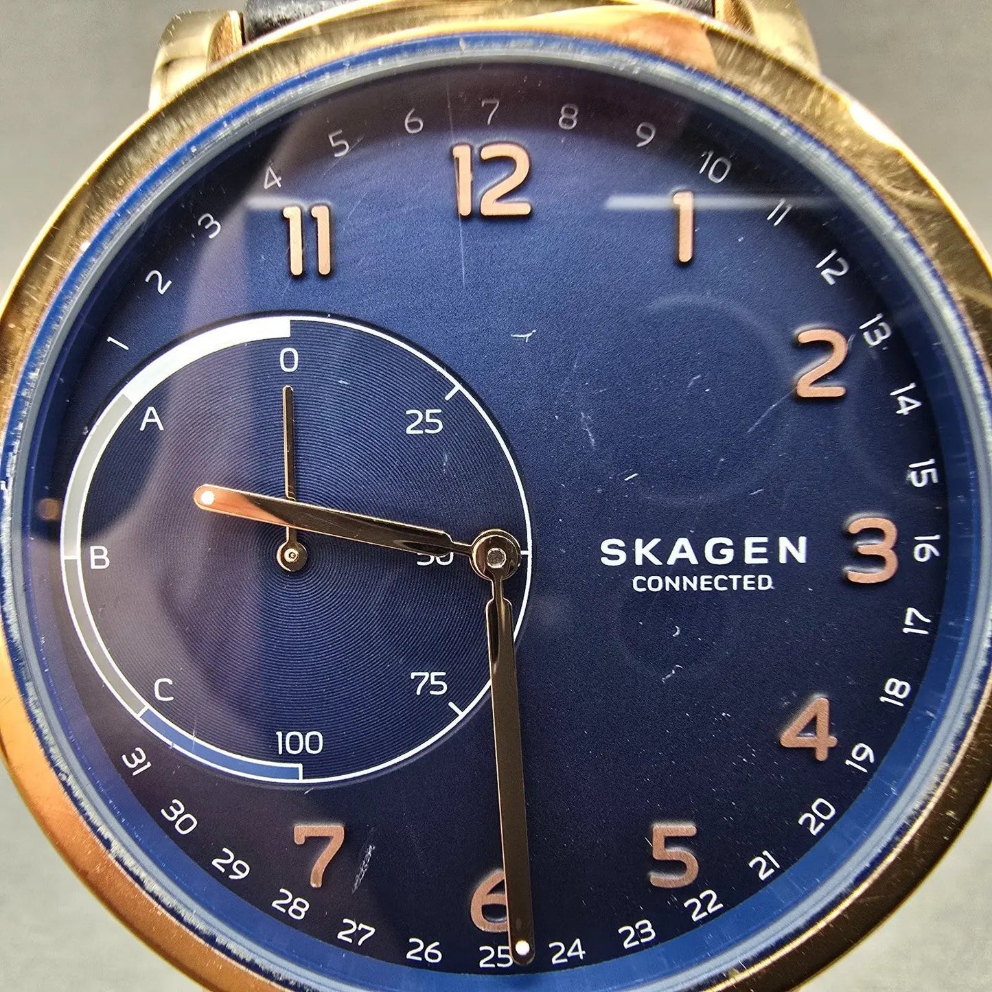 Skagen Connected Watch Men 42mm Blue Dial Rose Gold Tone Round SKT1103 New Batt1