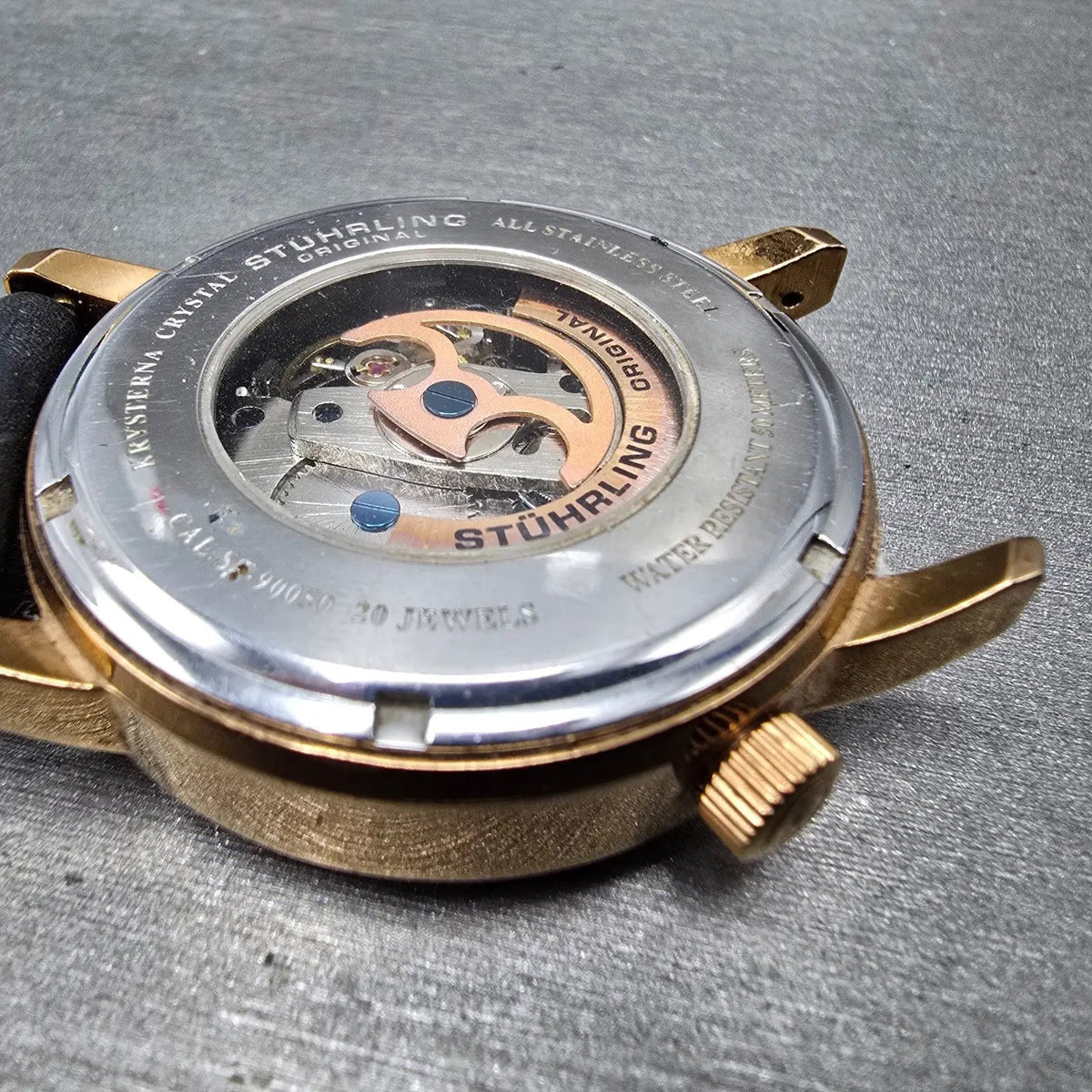 Stührling Automatic Skeleton Watch Men 44mm White Dial Rose Gold ST-90050 PARTS11