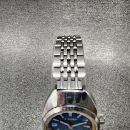 Citizen Cosmostar Watch Women 24mm Blue Dial Steel Date Round Manual Wind Runs4