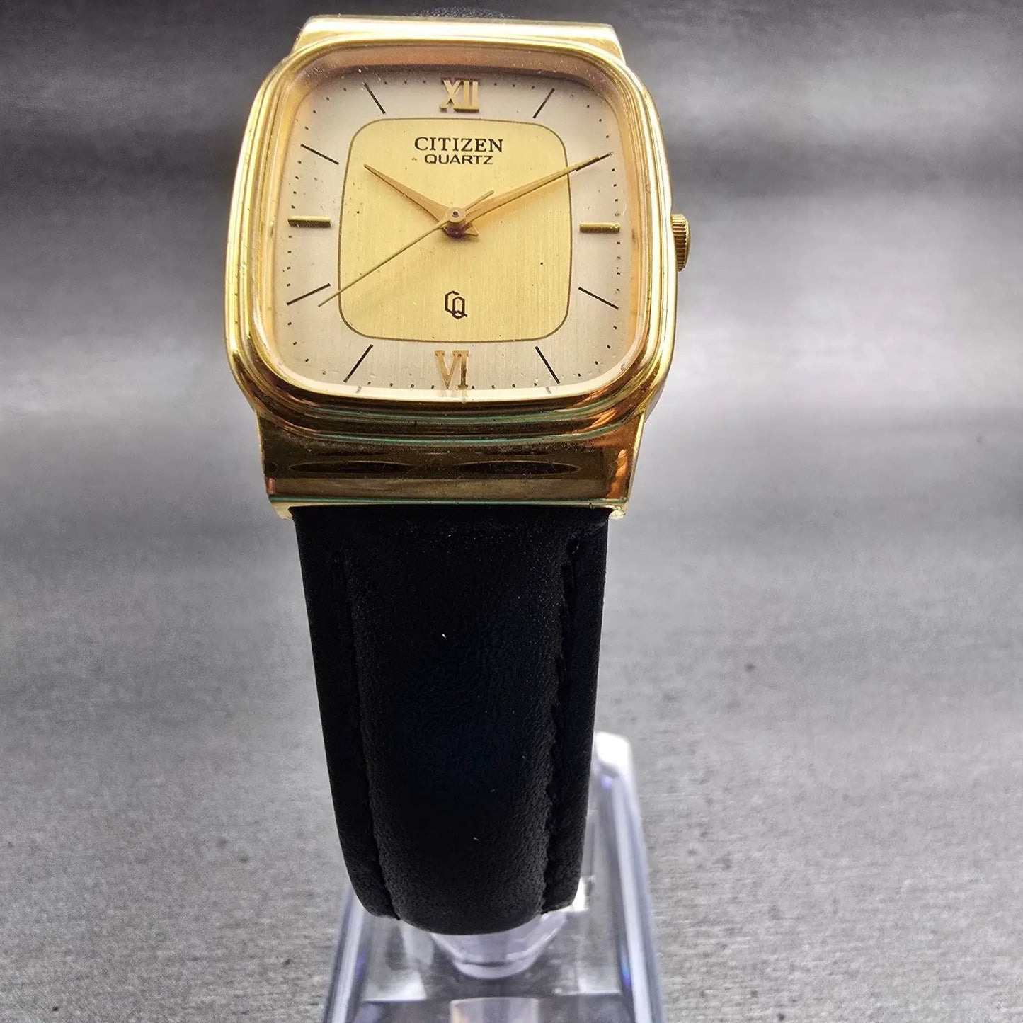 Citizen CQ Watch Men 27mm Gold Dial Gold Tone Rectangle 6031-S23691 New Battery5