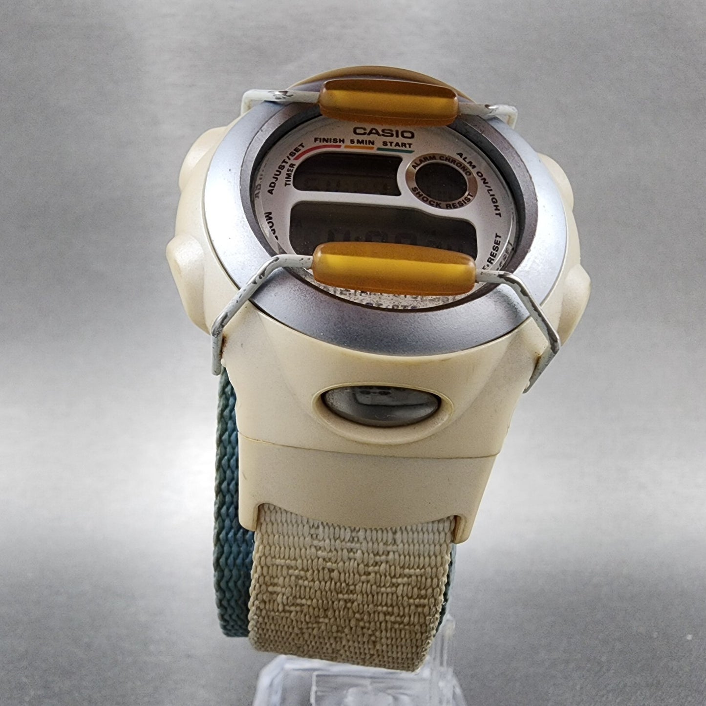 Casio baby G Watch Women 41mm Digital Cream Case Round Alarm Chrono New Battery5