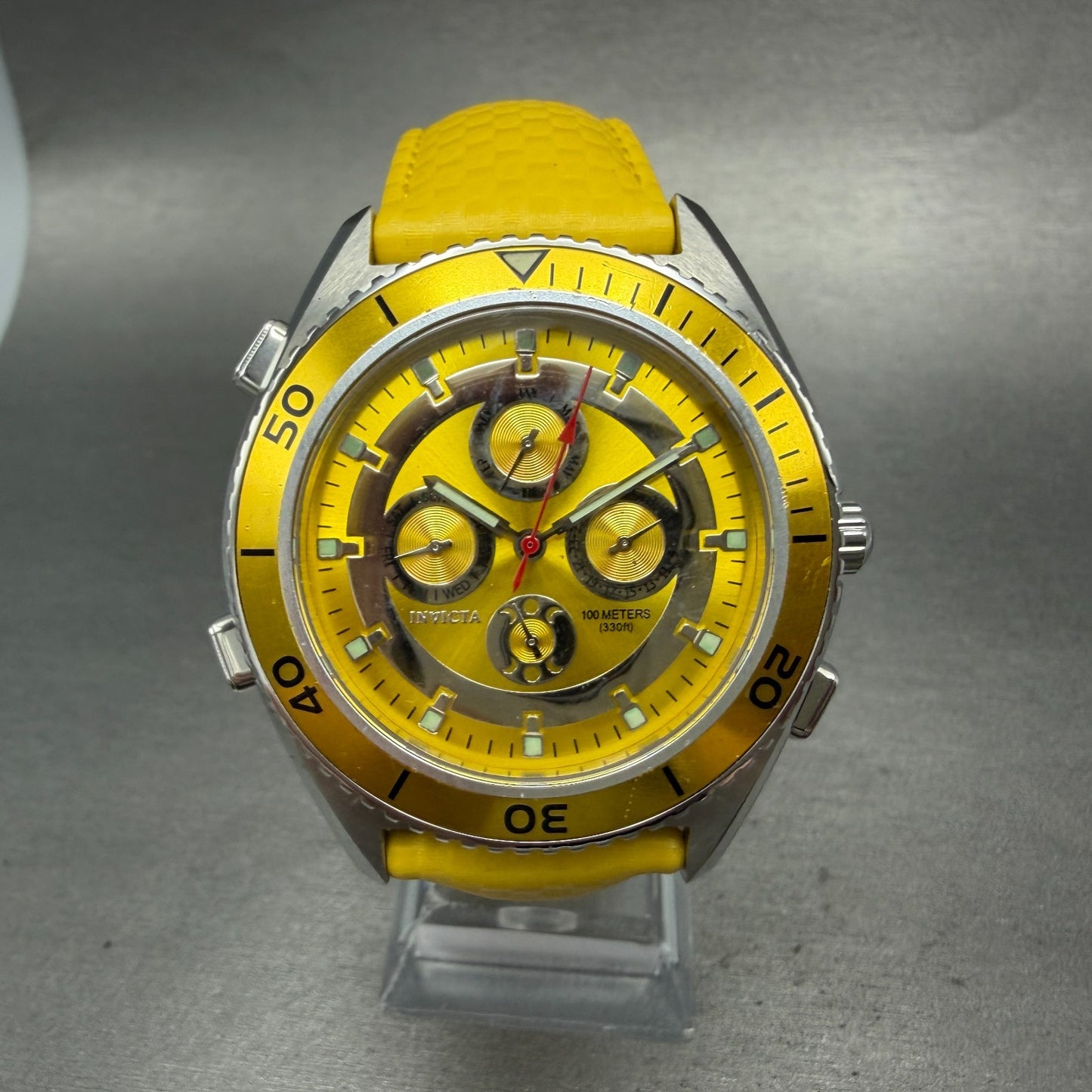 Invicta Triple Calendar Watch men 45mm Yellow Dial Steel 2918 PARTS0