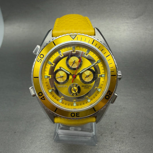 Invicta Triple Calendar Watch men 45mm Yellow Dial Steel 2918 PARTS0