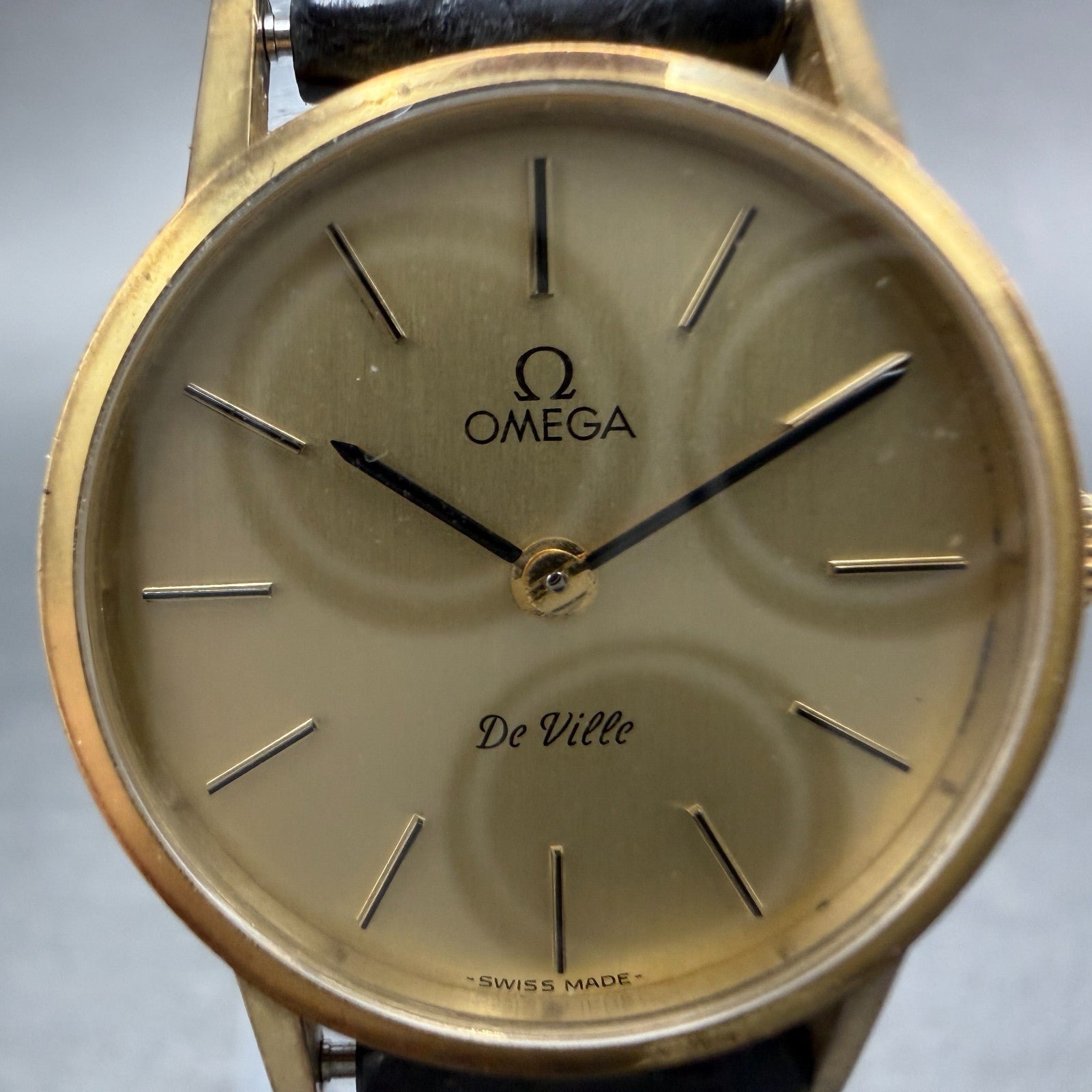 Omega De Ville Watch Women 24mm Gold Dial Gold Tone Round Manual Wind Runs VTG1