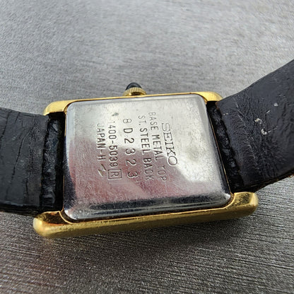 Seiko Tank Watch Women 18mm White Dial Gold Tone Rectangle 14005039 New battery9