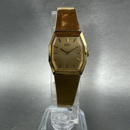 Seiko Watch Women 18mm Gold Dial Gold Tone Octagon 2C20-5840 New Battery VTG NMP5