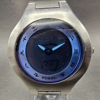Fossil Big Tic Watch Men 41mm Blue Dial Silver Tone Round JR-7999 PARTS0