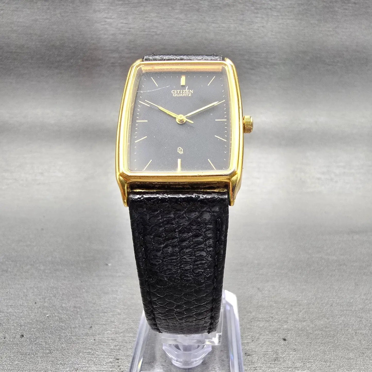 Citizen CQ Watch Men 25mm Black Dial Gold Tone Rectangle 6031-T20981 New Battery5