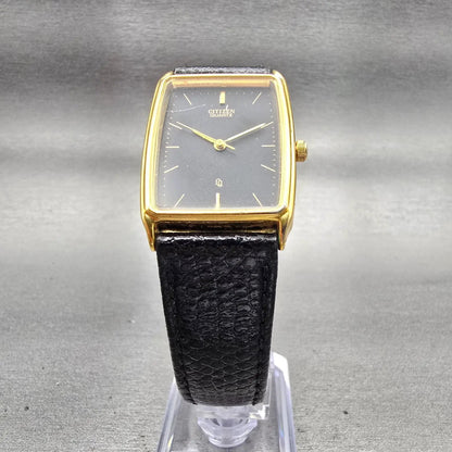 Citizen CQ Watch Men 25mm Black Dial Gold Tone Rectangle 6031-T20981 New Battery5