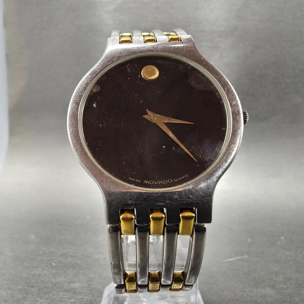 Movado Esperanza Watch Men 33mm Black Dial Two Tone Round 84.19.861 PARTS6