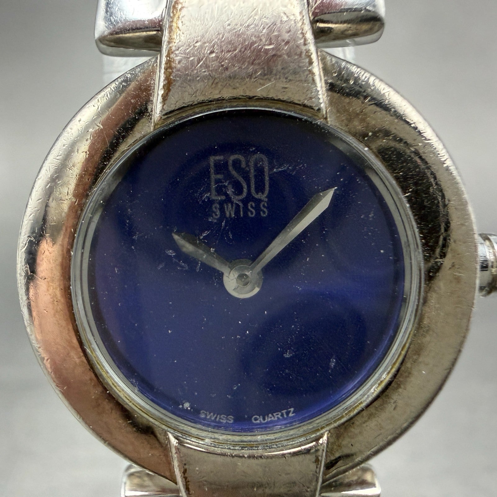 ESQ Tank Watch Women 23mm Blue Dial Silver Tone Bangle E5223 New Battery1