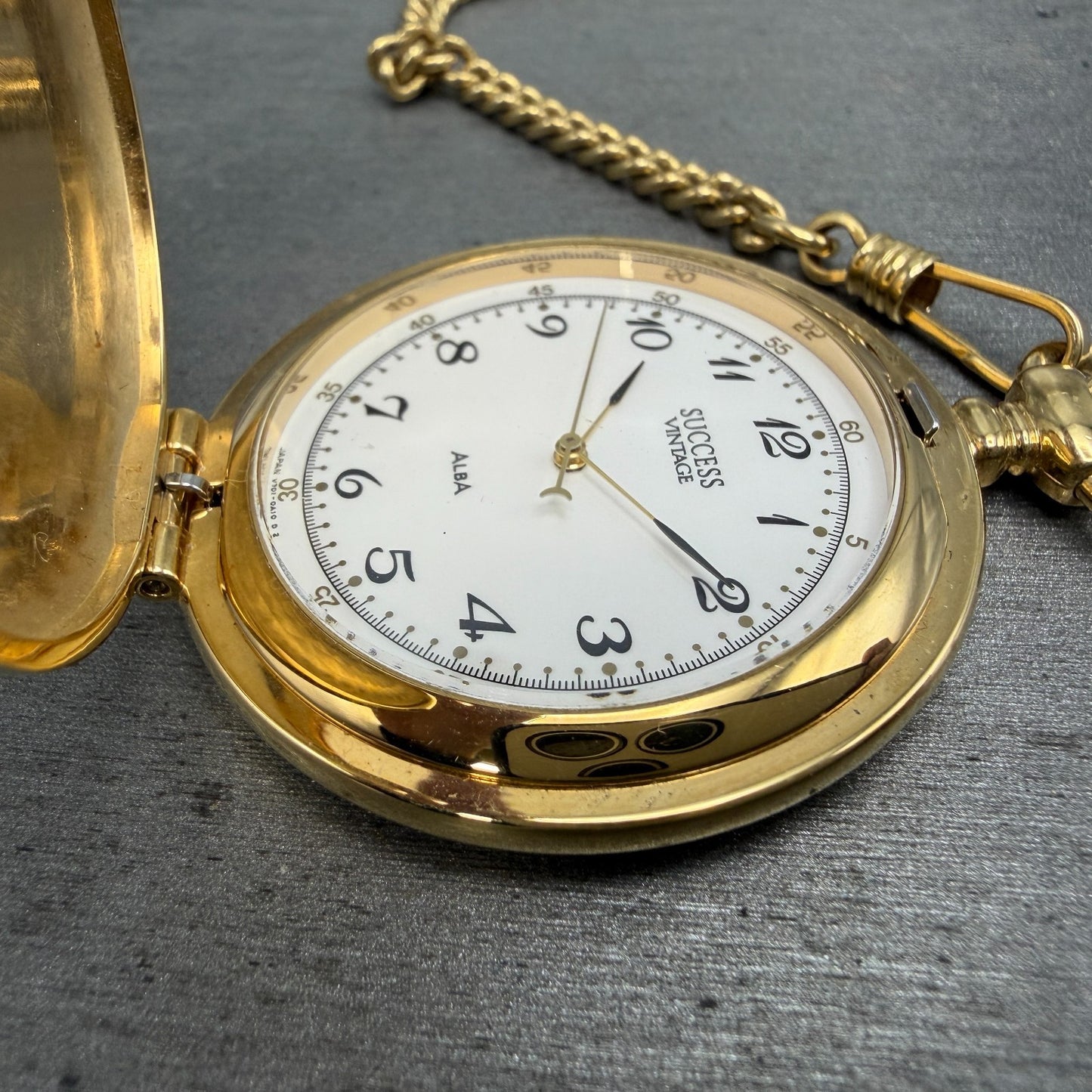 Seiko Alba Success Pocket Watch Men 42mm White Dial Gold Tone V701-0A10 New Batt2