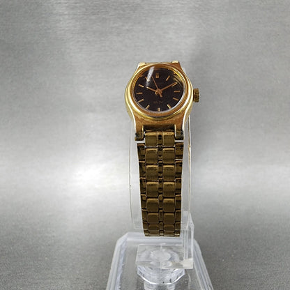 Seiko SX Watch Women 17mm Black Dial Gold Tone Oval V4015101 New Battery5