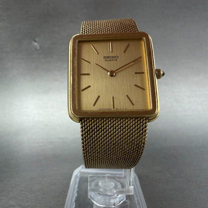 Seiko Tank Watch Men 26mm Champagne Dial Gold Tone Vintage 6020-5039 New Battery5