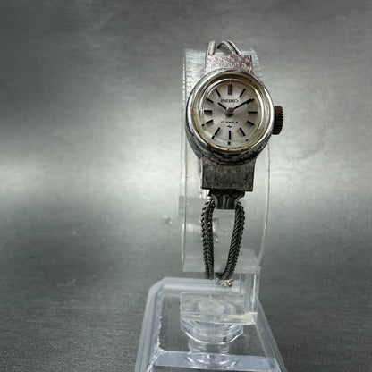 Seiko Watch Women 25mm Silver Dial Silver Tone Oval Manual 11-7380 Runs Vintage5