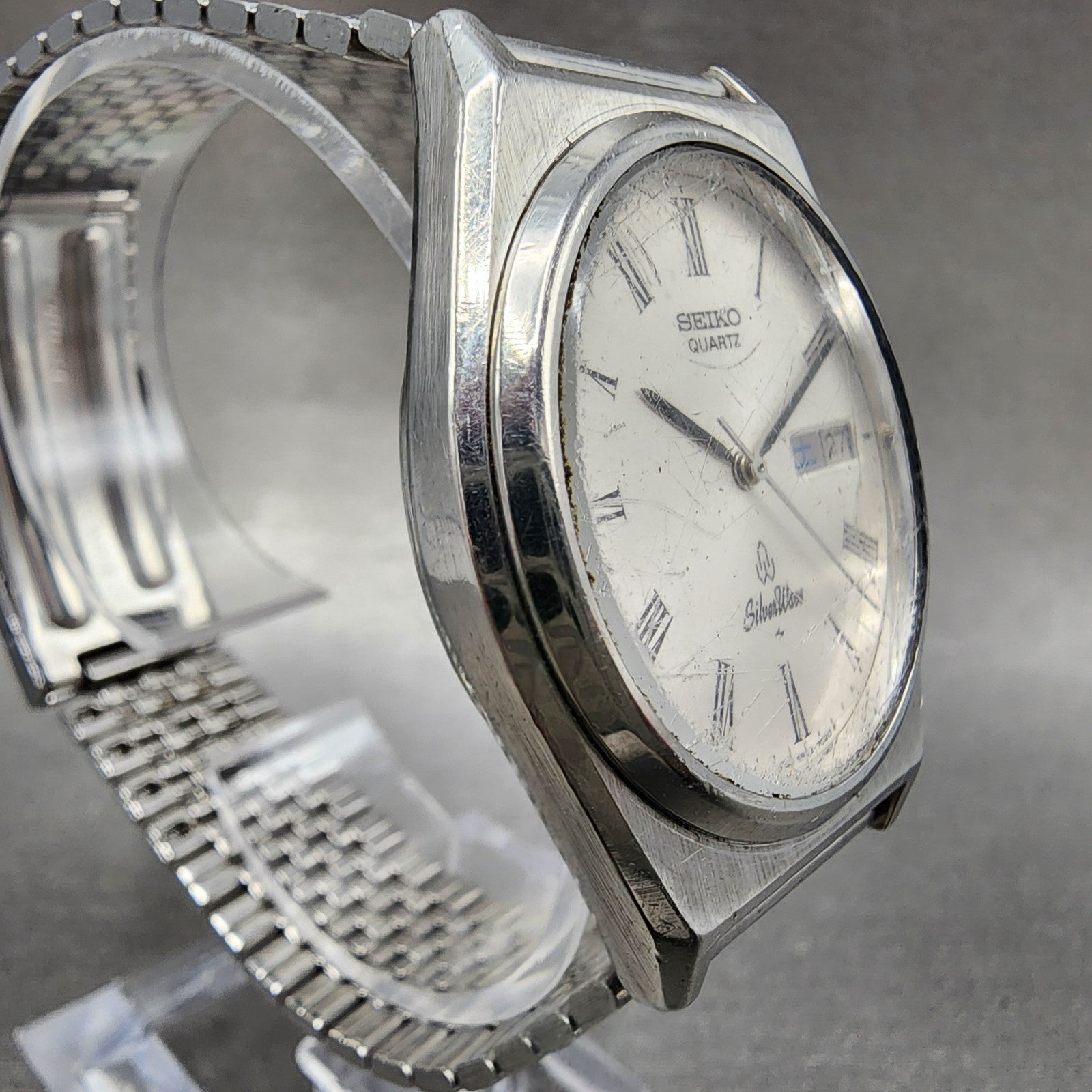 Seiko SilverWave Watch Men 35mm Silver  Dial Steel Daydate 59337020 New Battery3