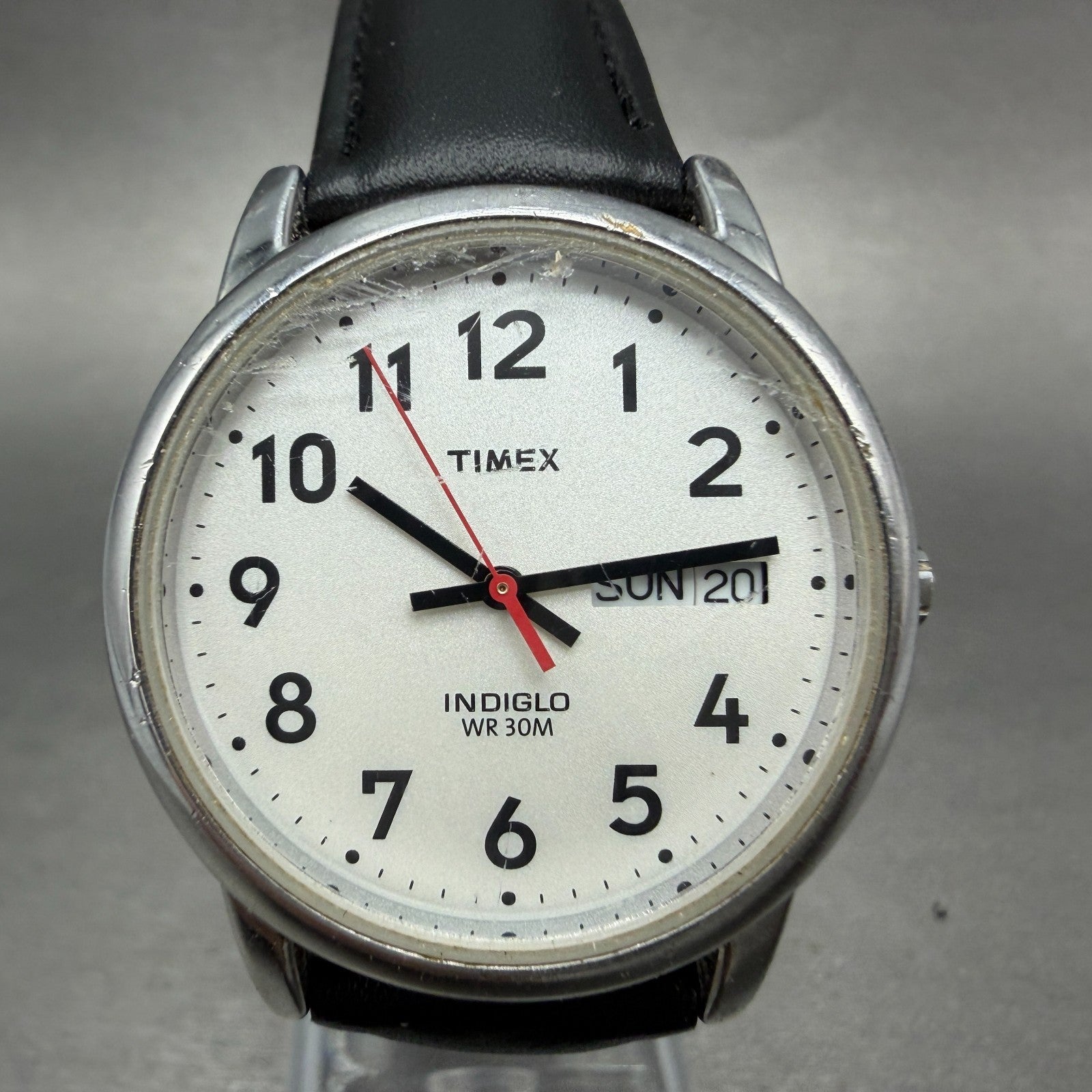 Timex Easy Reader Watch Men 35mm White Dial Silver Tone Round DaydateNew Batt BK0