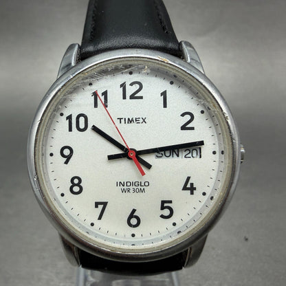 Timex Easy Reader Watch Men 35mm White Dial Silver Tone Round DaydateNew Batt BK0