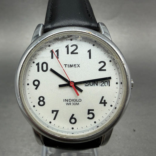Timex Easy Reader Watch Men 35mm White Dial Silver Tone Round DaydateNew Batt BK0