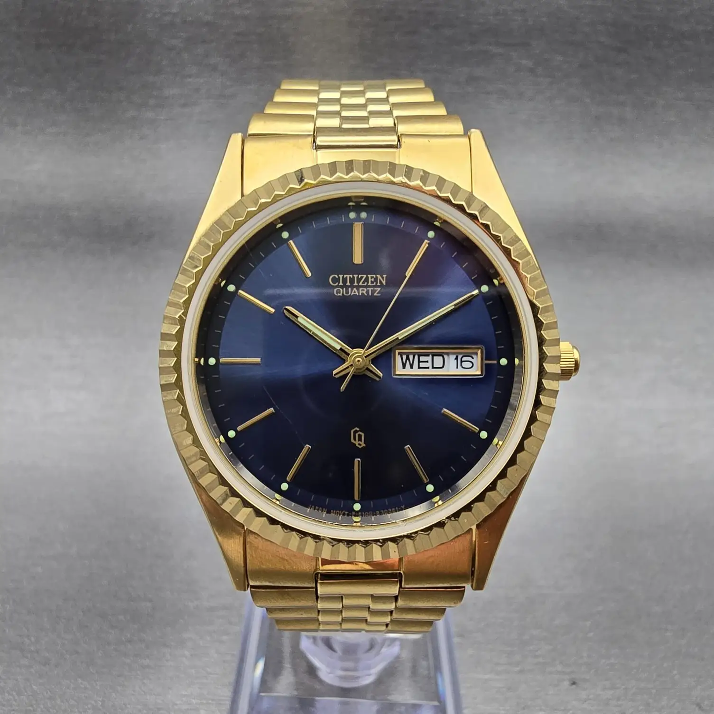 Citizen President Watch Men 35mm Blue Dial Gold Tone Daydate 6100-R00391 New Bat0