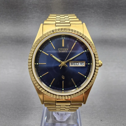 Citizen President Watch Men 35mm Blue Dial Gold Tone Daydate 6100-R00391 New Bat0