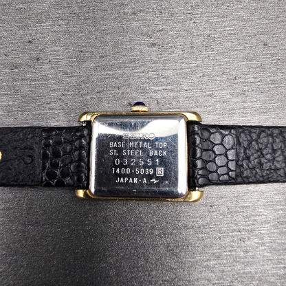 Seiko Tank Watch Women 17mm White Dial Gold Tone Rectangle 1400-5039 New Battery10