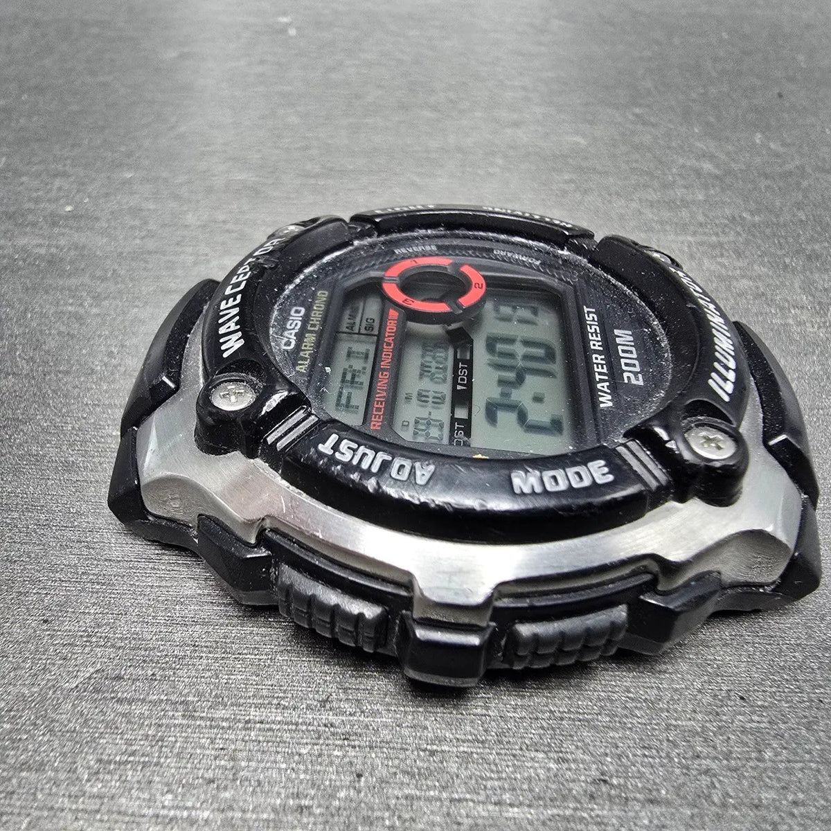 Casio Waveceptor Watch Men 48mm Digital Black Silver Alarm Chrono WV-M200 READ!!7