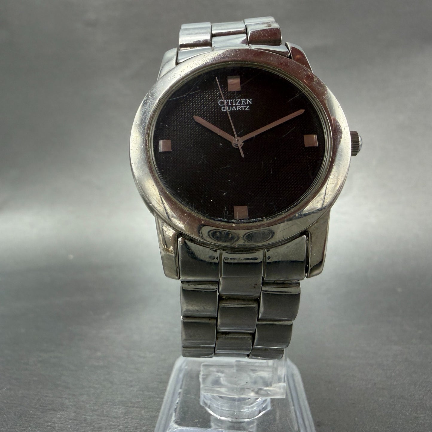 Citizen Watch Men 35mm Black Dial Silver Tone Round 1032-S77163 New Battery5