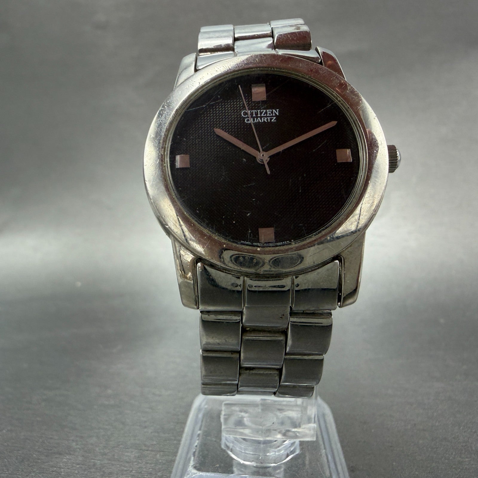 Citizen Watch Men 35mm Black Dial Silver Tone Round 1032-S77163 New Battery5