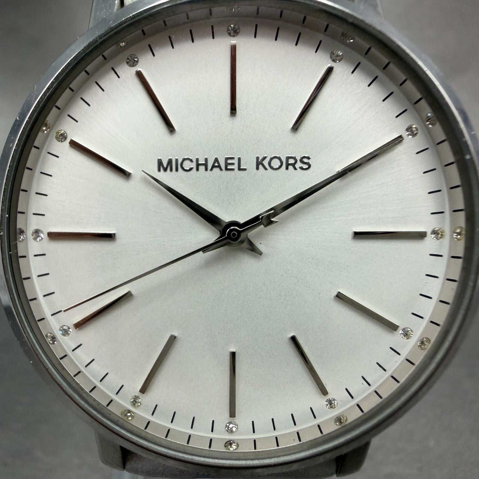 Michael Kors Pyper Watch Women 38mm White Dial Silver Tone Round MK-2917 New Bat1