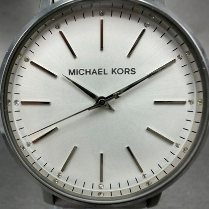 Michael Kors Pyper Watch Women 38mm White Dial Silver Tone Round MK-2917 New Bat1