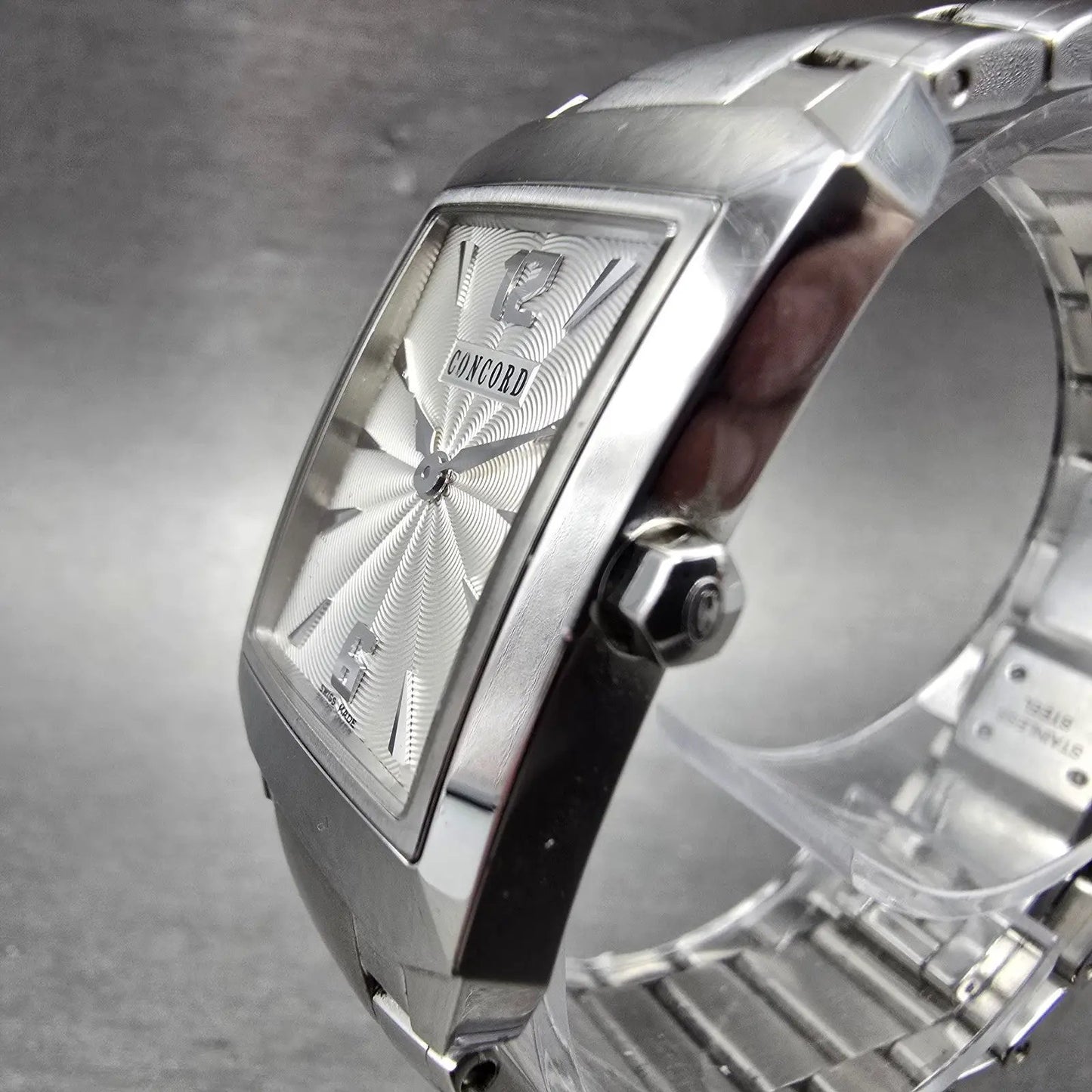 Concord Carlton Watch Women 23mm White Dial Steel Rectangle New Battery2