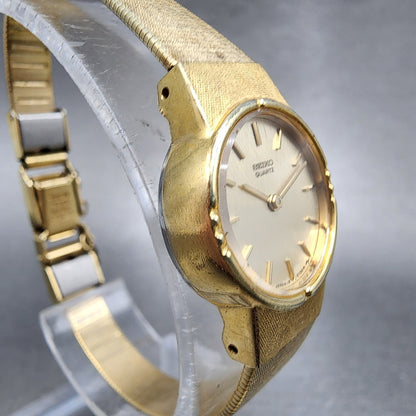 Seiko Watch Women 19mm Gold Dial Gold Tone Round 160129 New Battery VTG3