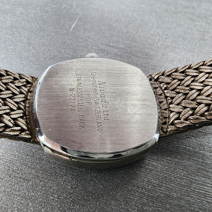 Nivada Watch Women 21mm Silver Dial Silver Tone Square N22724 New Battery7