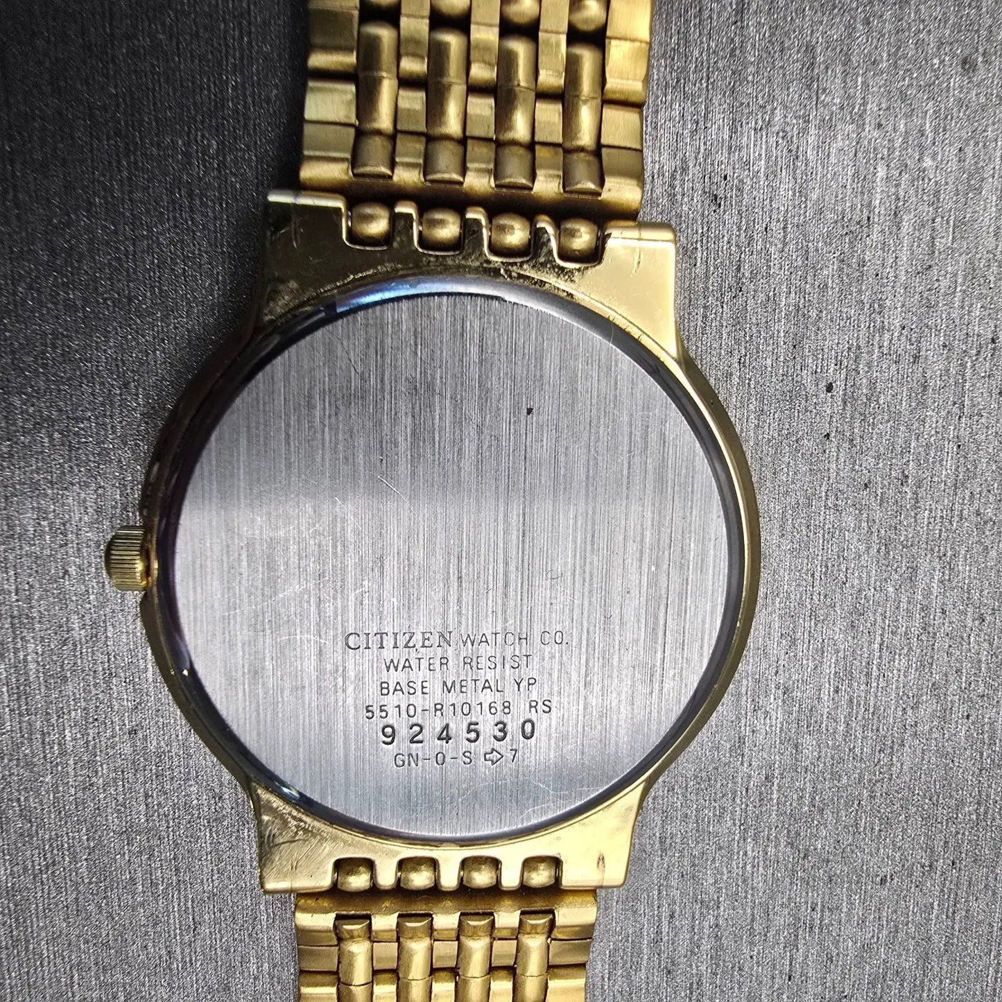 Citizen Watch Men 34mm Black Dial Gold Tone Date Round 5510-R10168 New Battery10