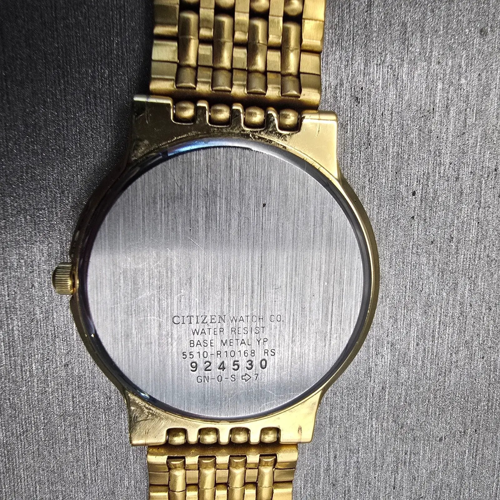 Citizen Watch Men 34mm Black Dial Gold Tone Date Round 5510-R10168 New Battery10