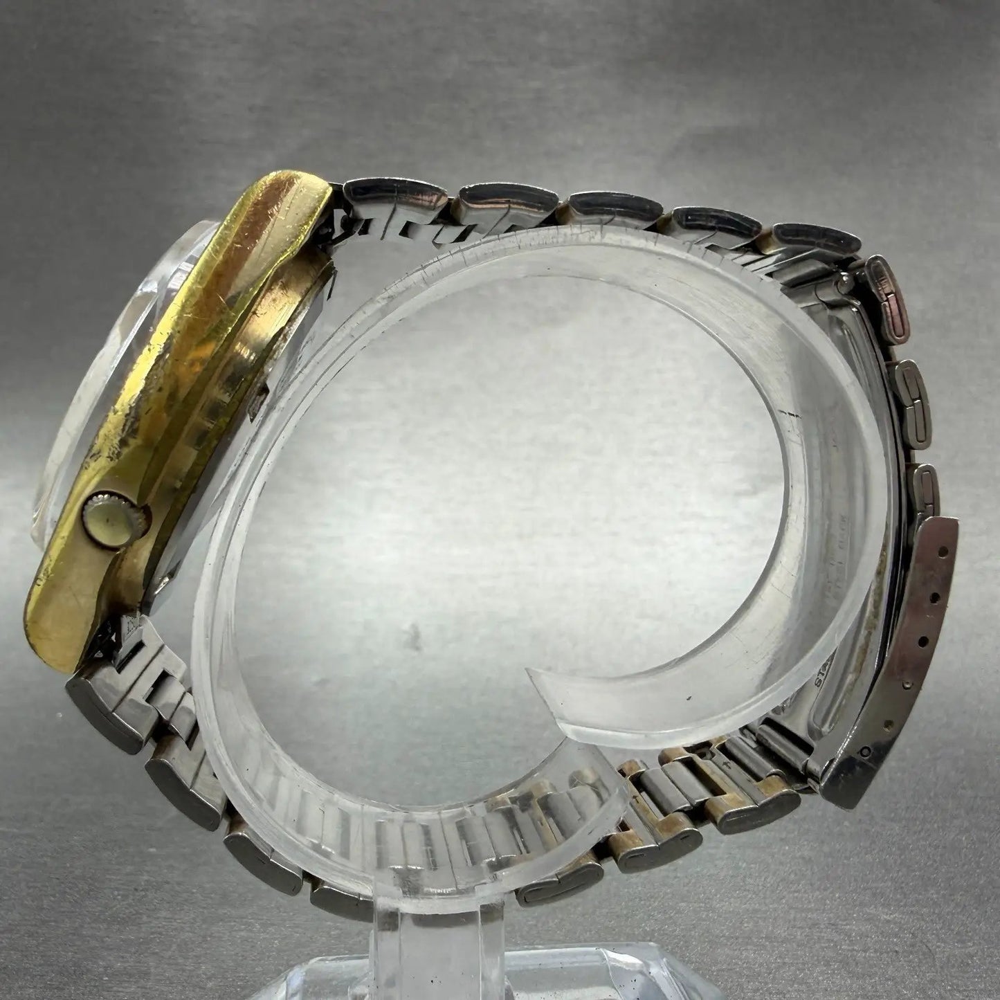 Seiko Automatic Watch Men 38mm Brown Dial Two Tone Daydate 7009-8079 Runs VTG6