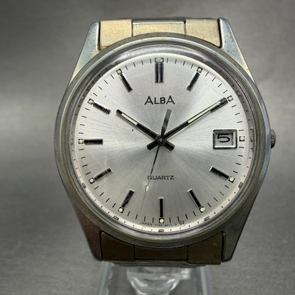 Seiko Alba Watch Men 36mm Silver Dial SIlver Tone Date Y142-8160 New Battery VTG0
