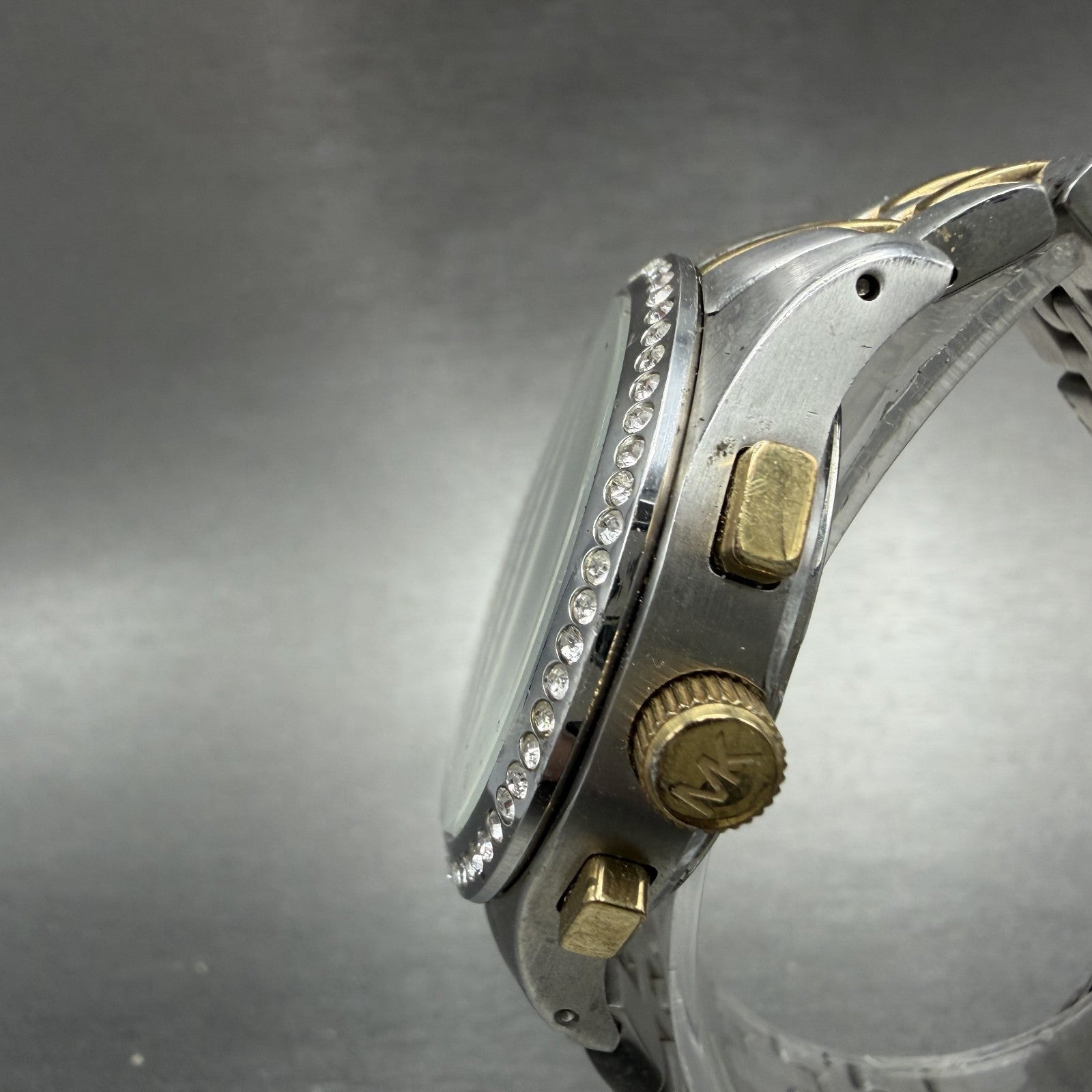 Michael Kors Chronograph Watch Women 38mm White Dial Two Tone Date MK-5098 Runs2