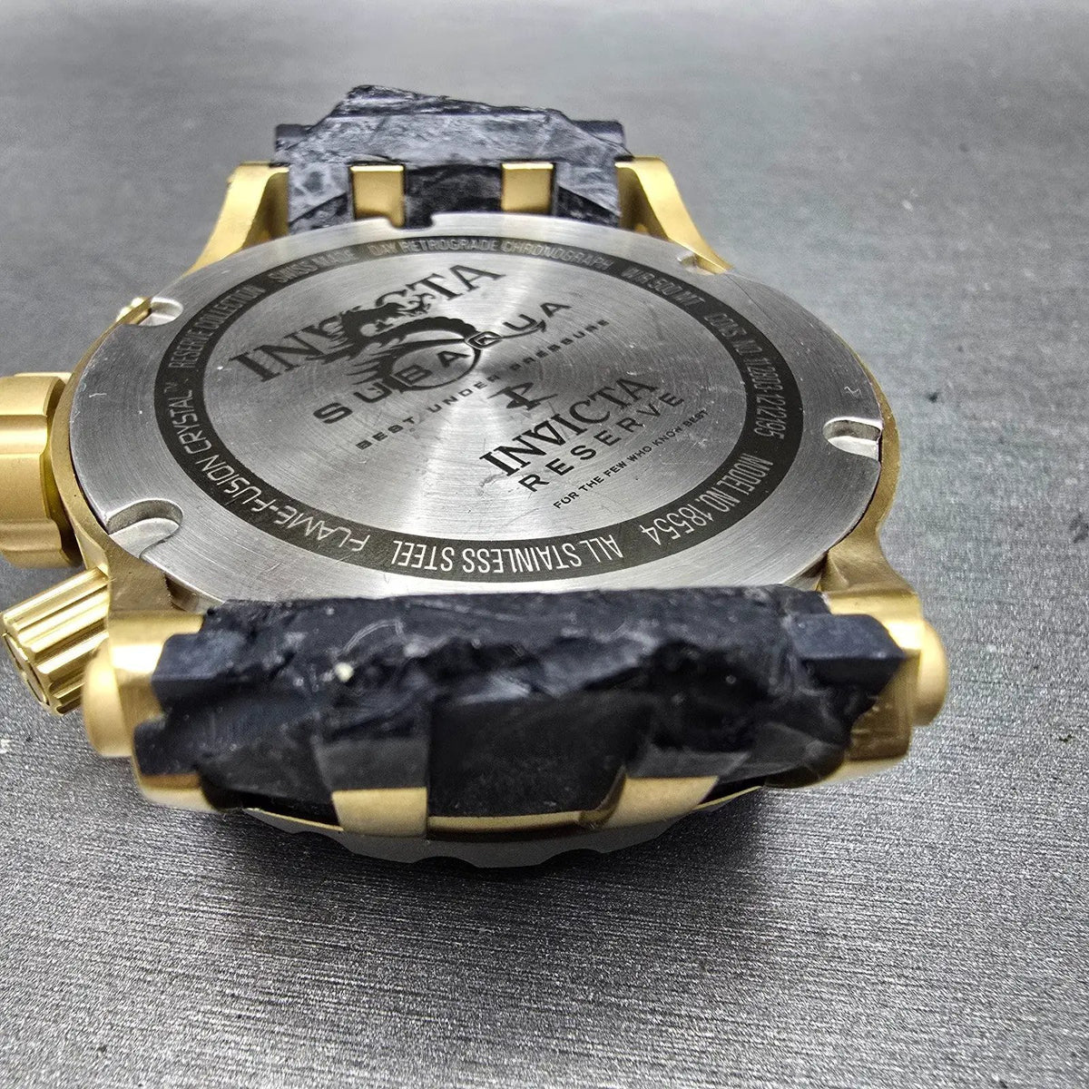 Invicta Reserve Subaqua Chronograph Watch Men 52mm Black Dial Gold Daydate Runs8