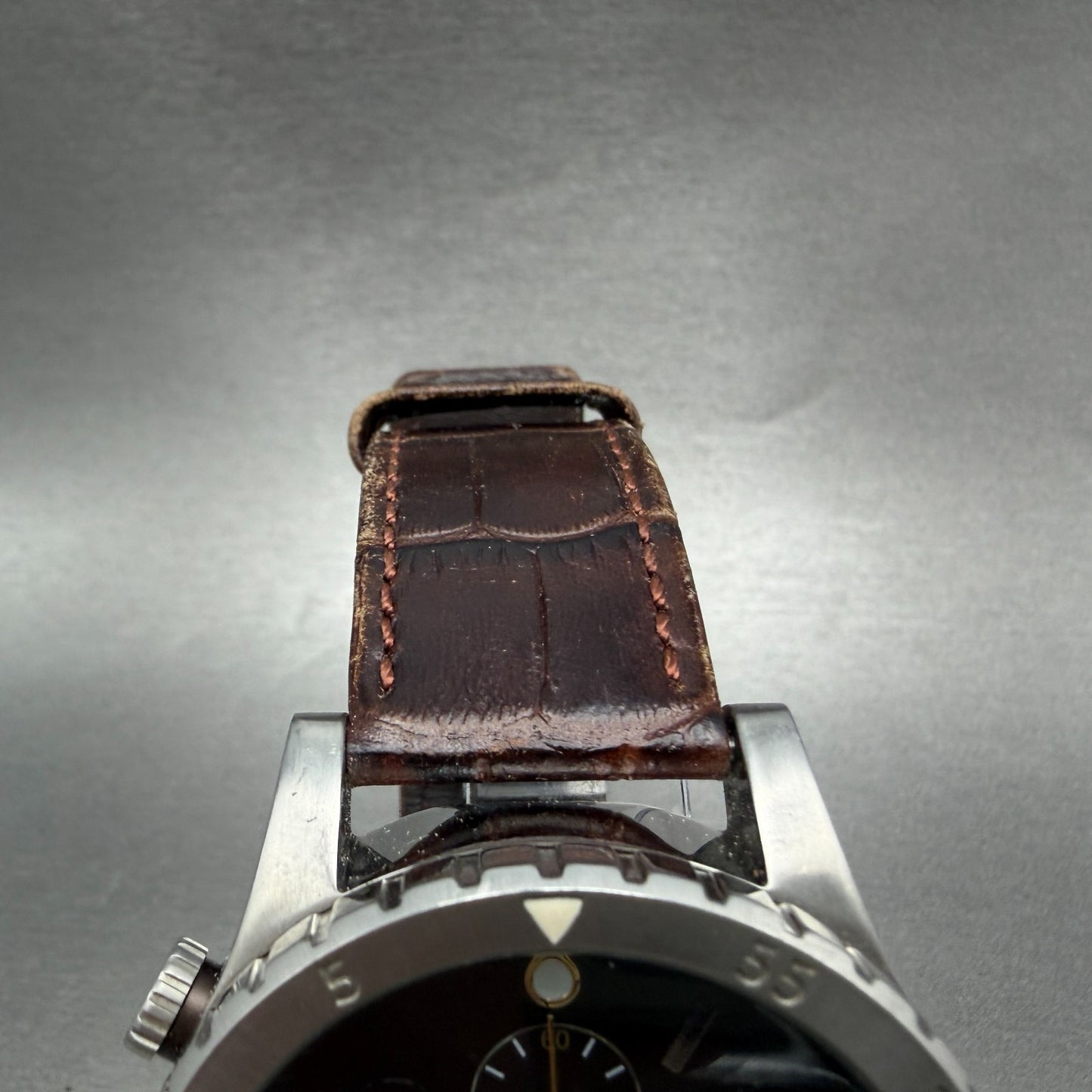 Nixon 48-20 Chrono Watch Men 48mm Brown Dial Silver Tone Date Round New Battery4