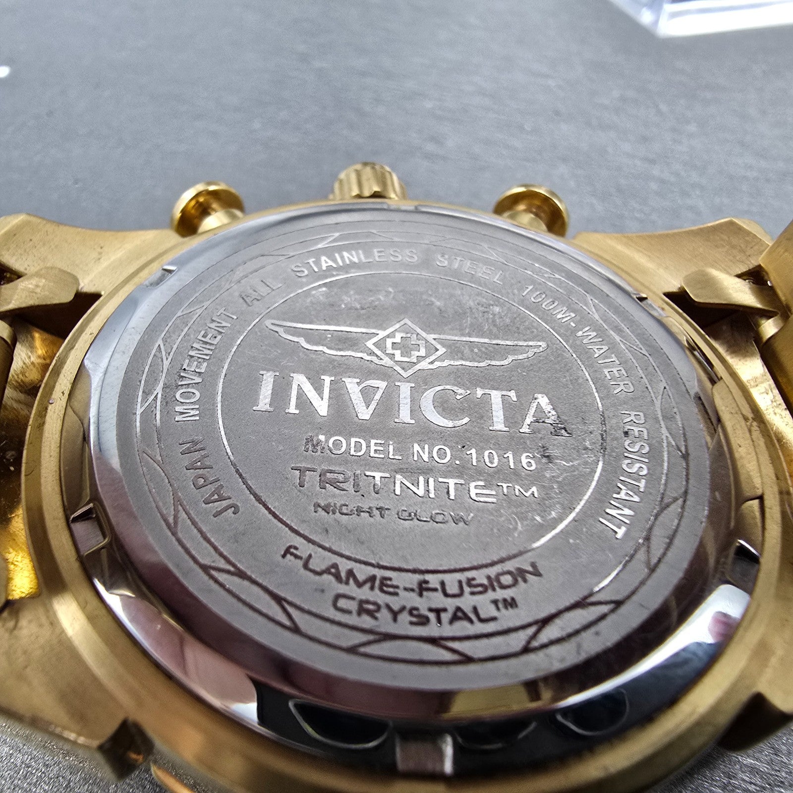 Invicta Chronograph Dive Watch Men 46mm Champagne Dial Gold Tone Date New Batt9