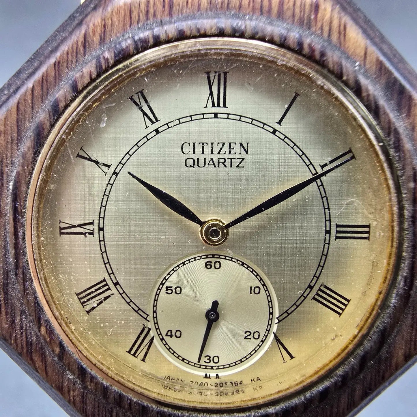 Citizen Watch Men 35mm Champagne Dial Brown Tone Octagon 2040-203704 New Battery1