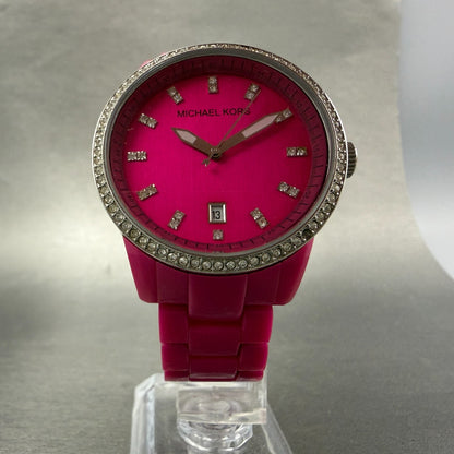 Michael Kors Ritz Watch Women 37mm Pink Dial Pink Tone Date Crystal New Battery5