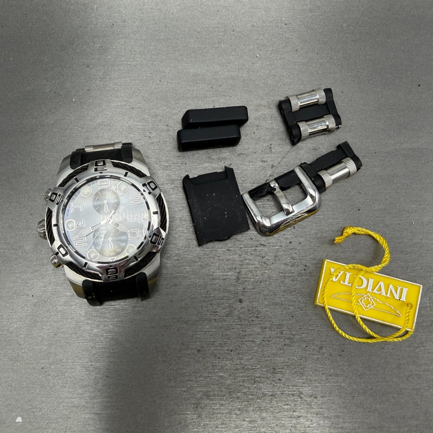 Invicta Bolt Chronograph Watch Men 50mm Black Dial Steel Date 24215 New Battery12