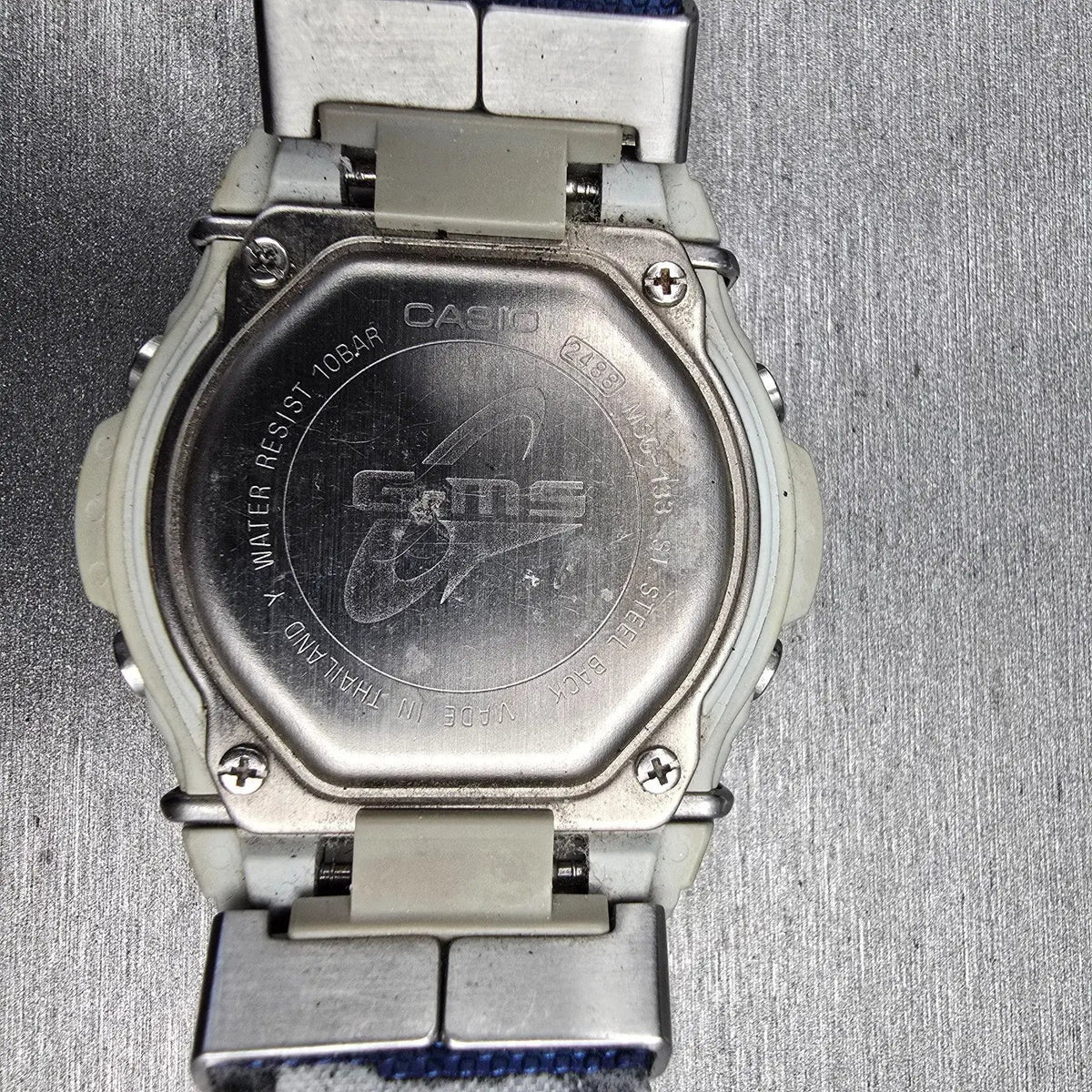 Casio Baby-G MSG-133 Watch Women 42mm Silver Blue Chrono Alarm New Battery10