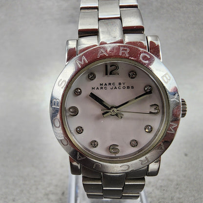 Marc Jacobs Watch Women 25mm White Dial Silver Tone Round MBM3055 New Battery1
