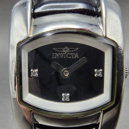 Invicta Tank Watch Women 24mm Black Dial Silver Tone Rectangle 2189 New Battery1