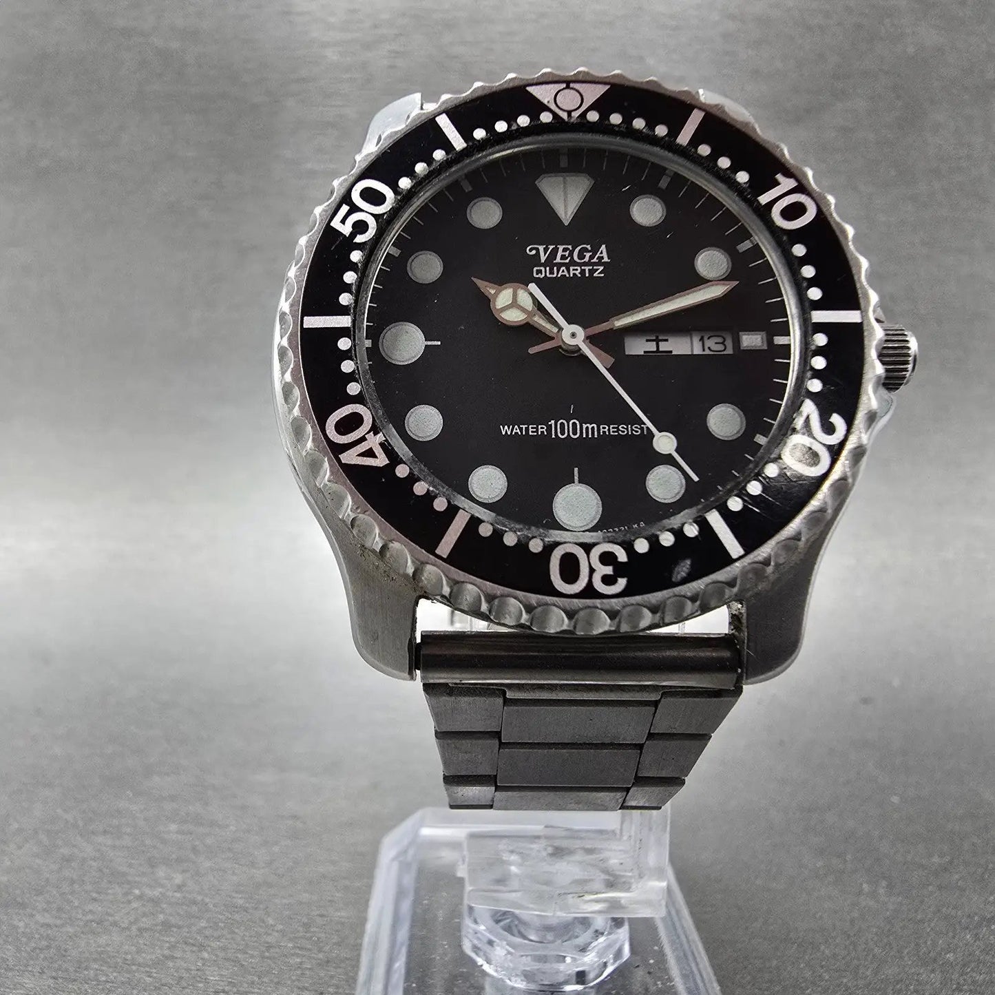 Citizen Vega Dive Watch Men 40mm Black Dial Steel Daydate 3J00-397037 NewBattery5