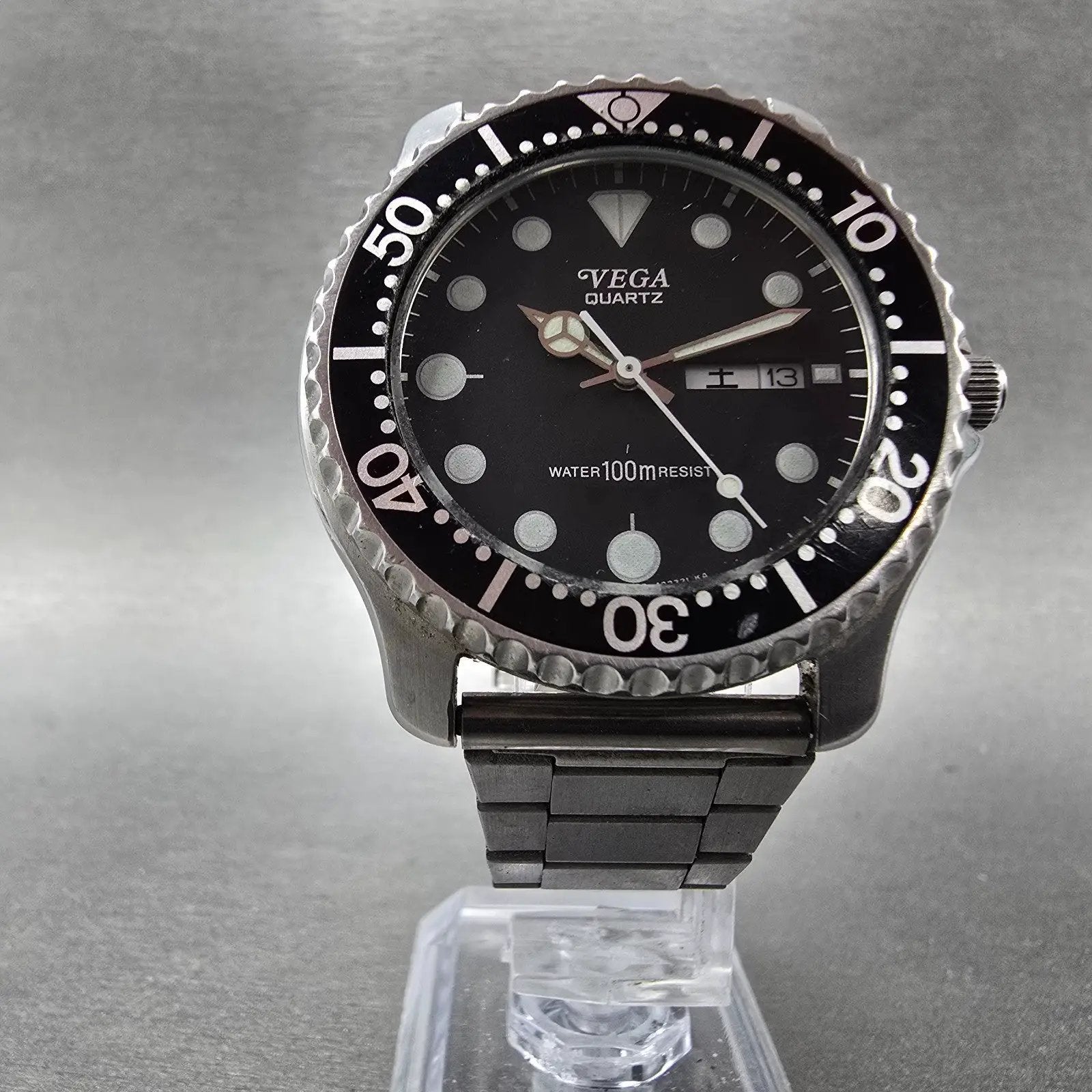 Citizen Vega Dive Watch Men 40mm Black Dial Steel Daydate 3J00-397037 NewBattery5